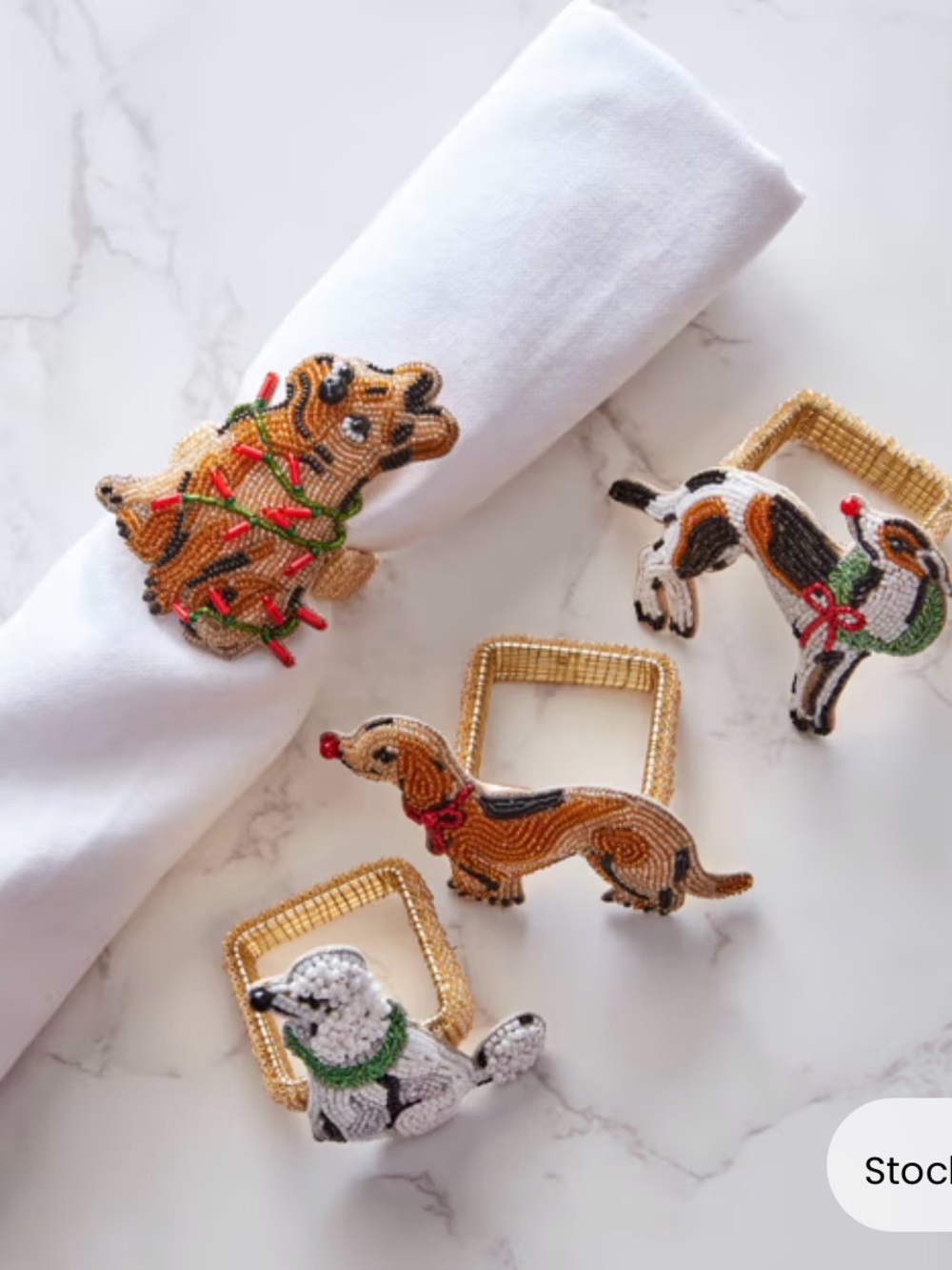 🔥 RARE/SOLD Out Printfresh  x Beth Ladd Happy Howlidays Beaded Napkin Ring Set